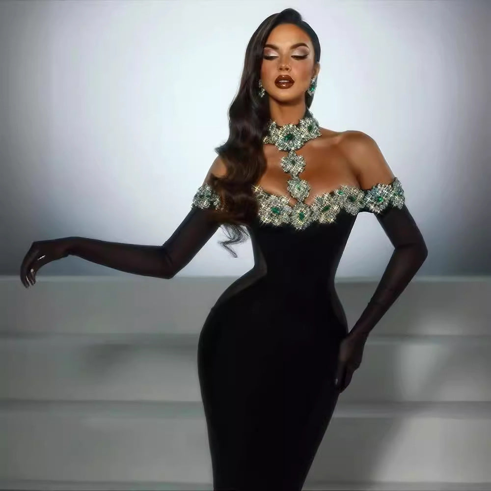 Diamond Bandage Red Carpet Dress