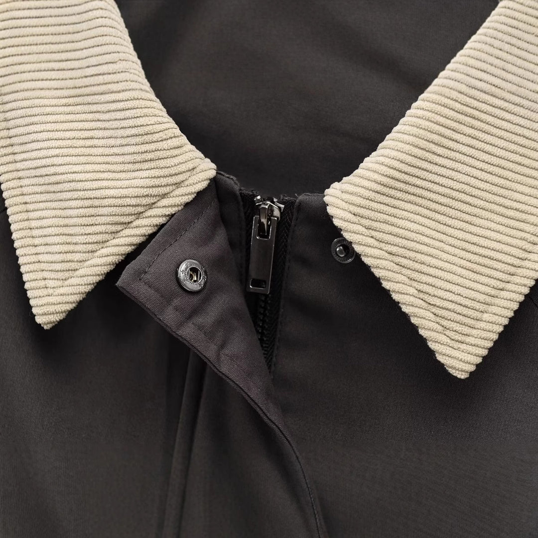 Chic Contrast  Color Block Lapel Jacket