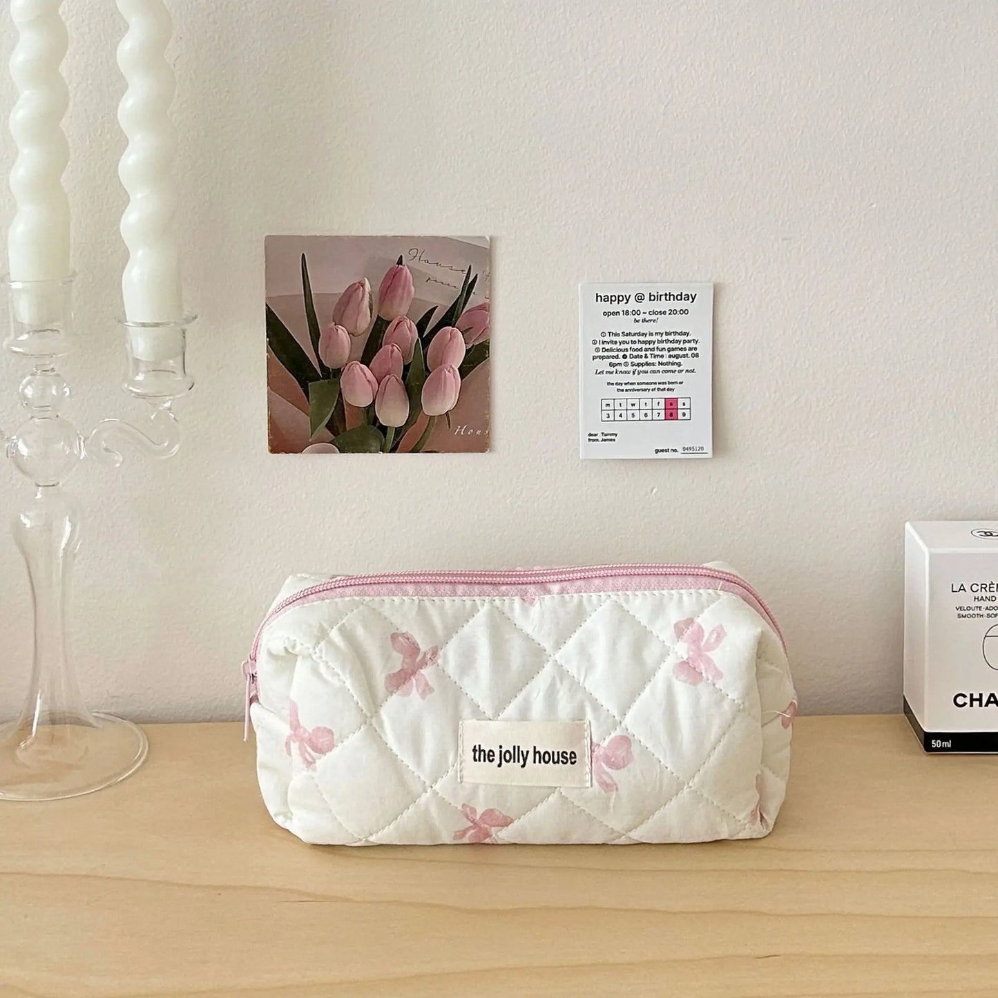 Cute Bow Flower Makeup Bag