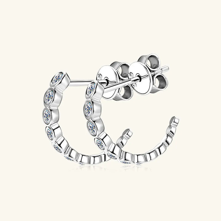 Sterling Silver Moissanite C-Hoops
