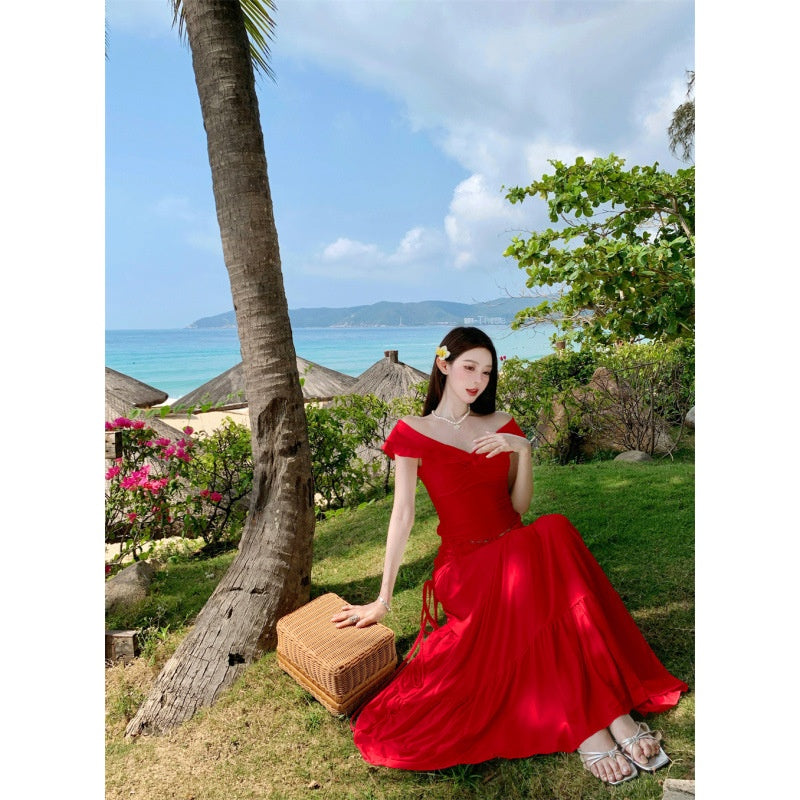 Ruffled One-Shoulder Set