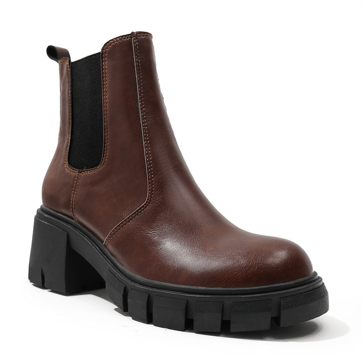 Thick Medium Heel Short Martin Style Shoes