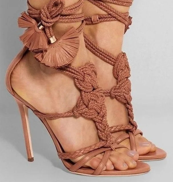 Elegant Braided Strap Heels