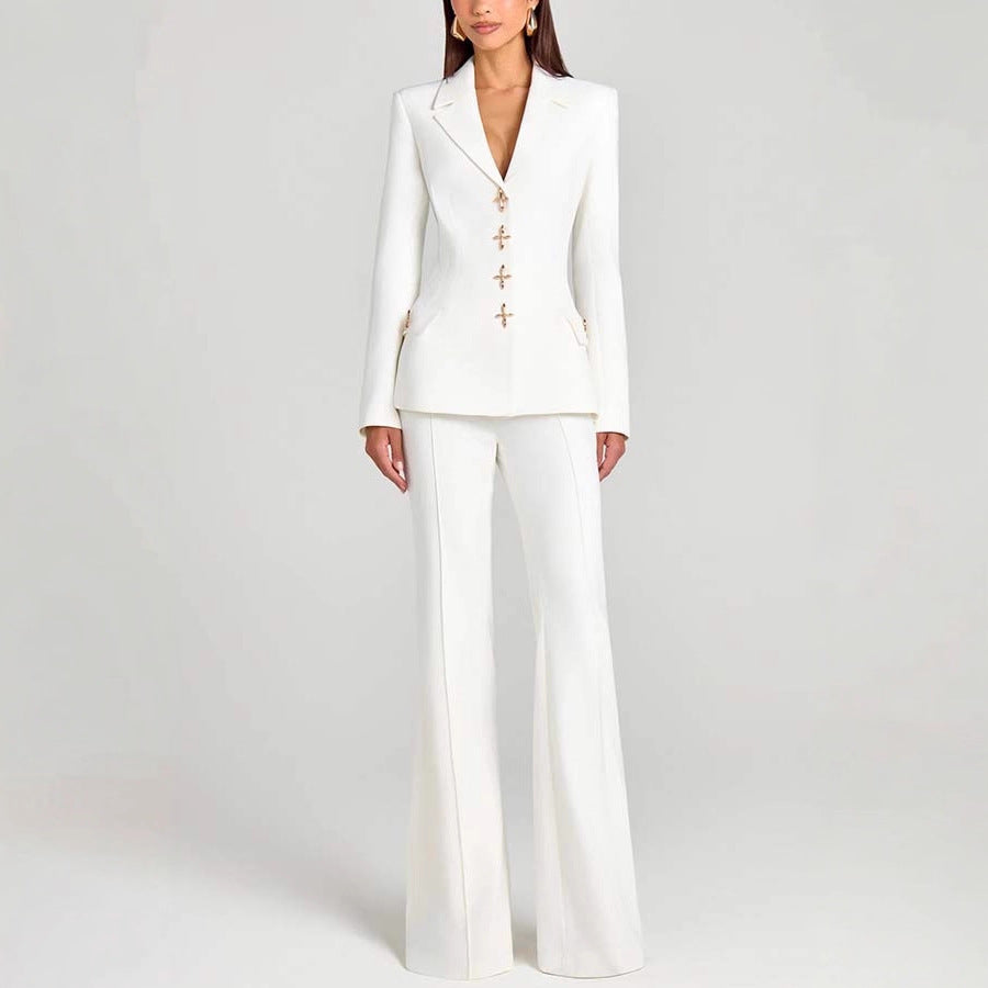 Chic Long Sleeve Blazer Pants Set