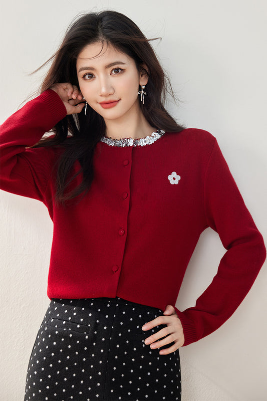 Embroidered Floral Knit Cardigan