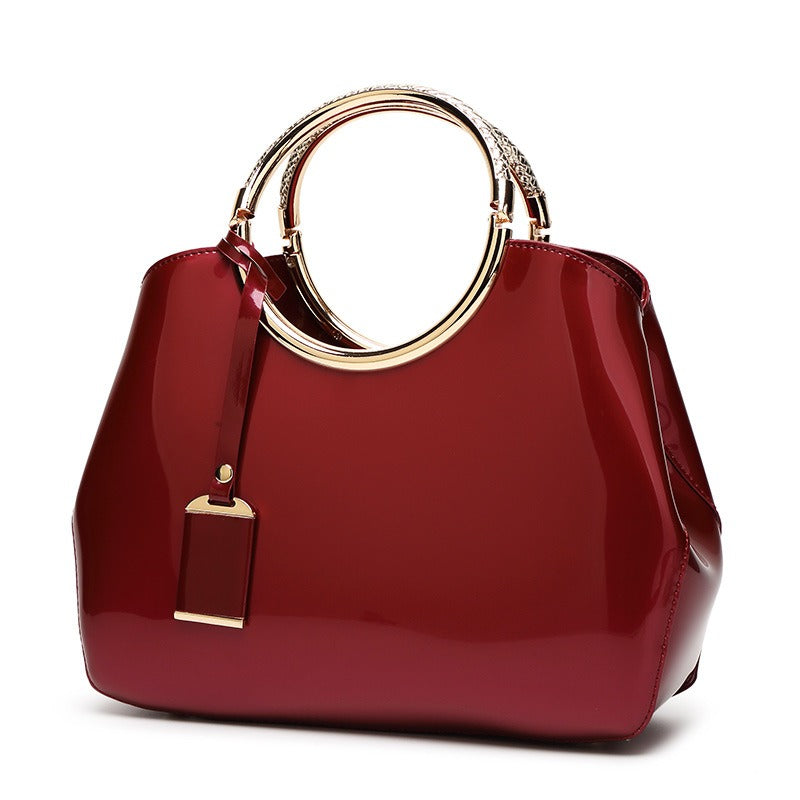 Glossy Ring Handle Tote Bag