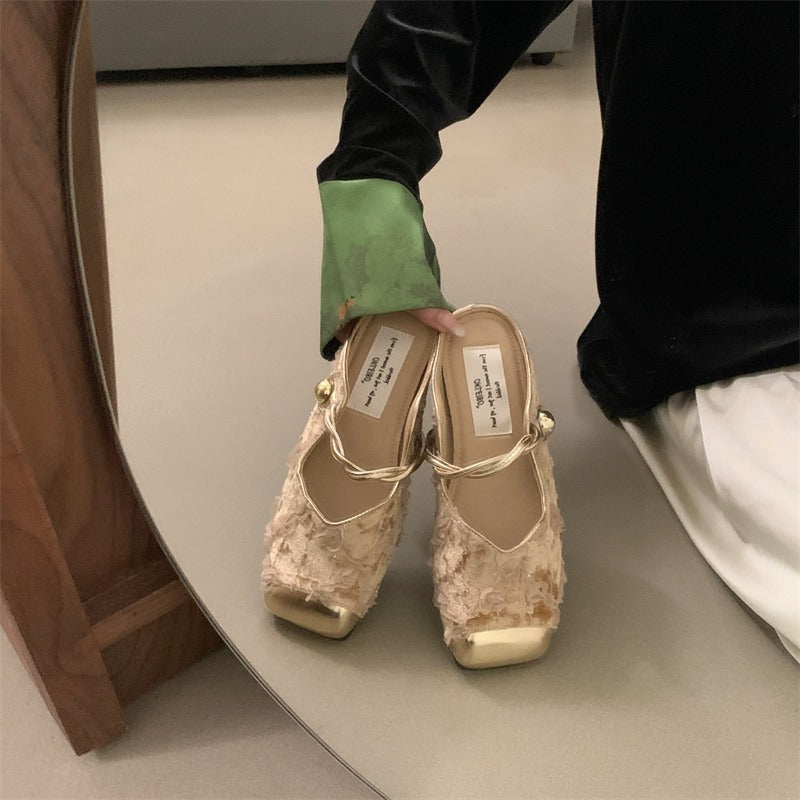 Soft Sole French  Elegant Retro Baotou Slippers