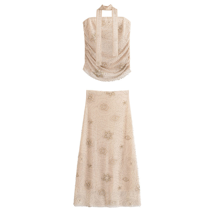 Women's Beaded Top Skirt Set