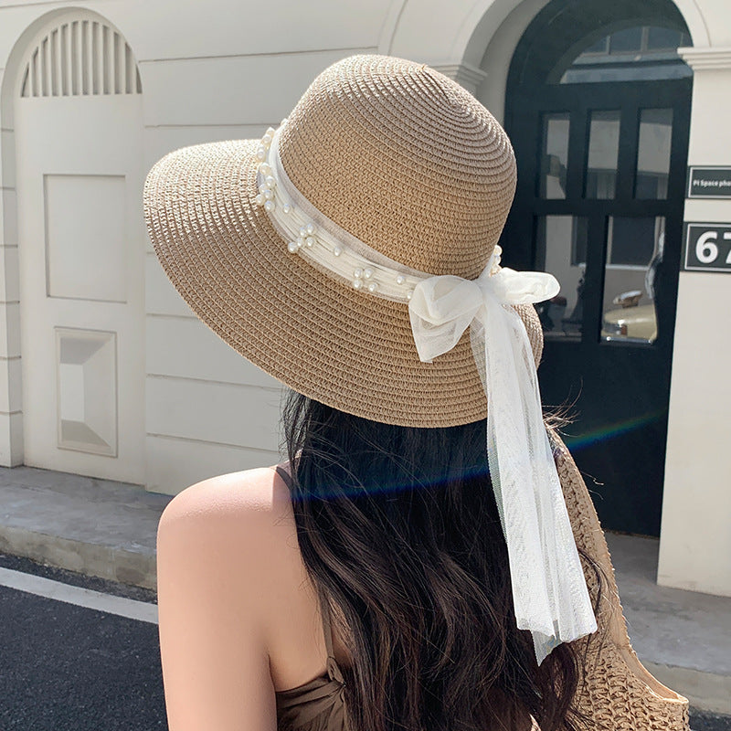 Pearl Lace Bow Fisherman Hat