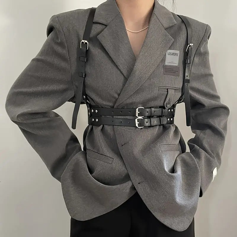 Double Layer Buckle Leather Strap Belt