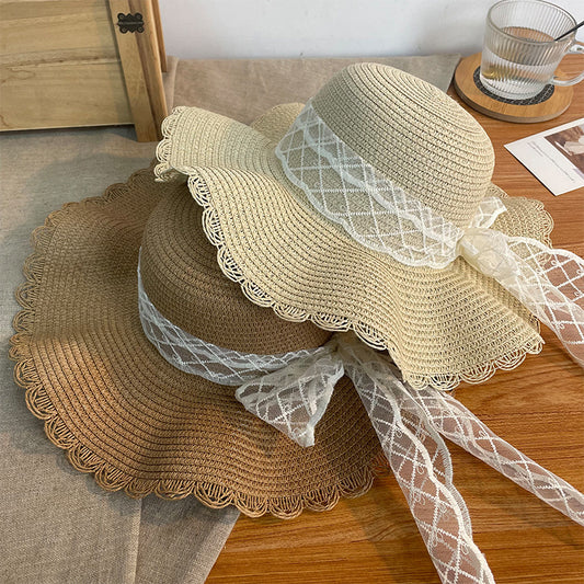 Sun-proof Bow Lace Straw Hat For Women