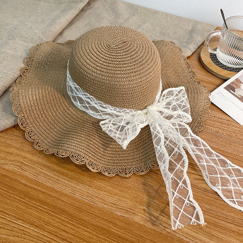 Sun-proof Bow Lace Straw Hat For Women