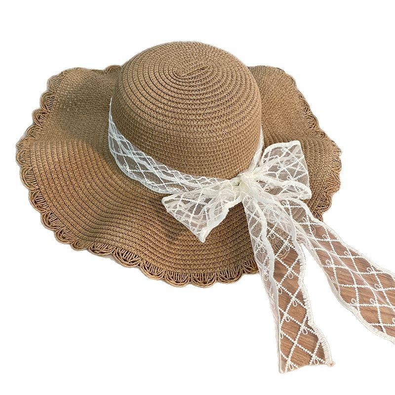 Sun-proof Bow Lace Straw Hat For Women