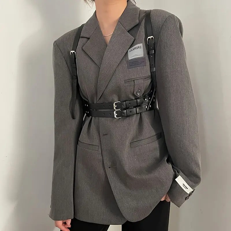 Double Layer Buckle Leather Strap Belt