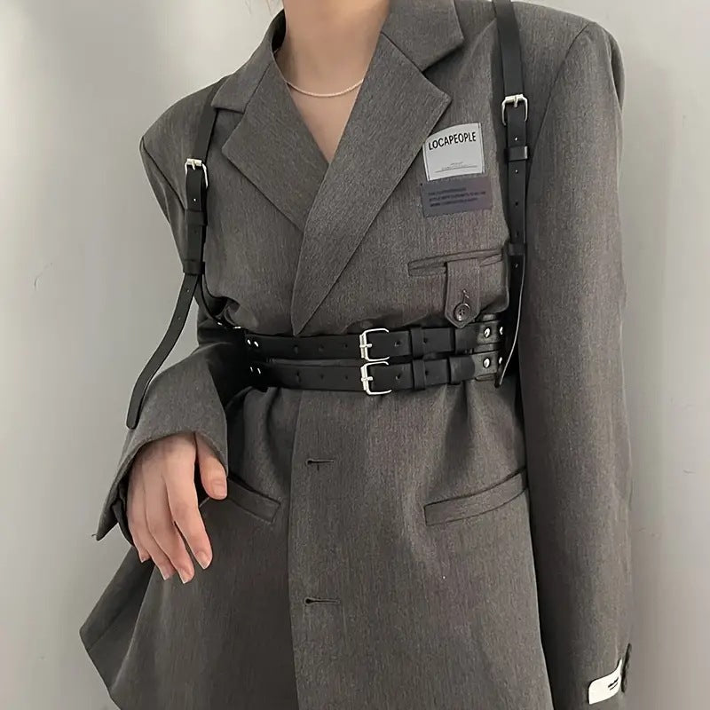 Double Layer Buckle Leather Strap Belt