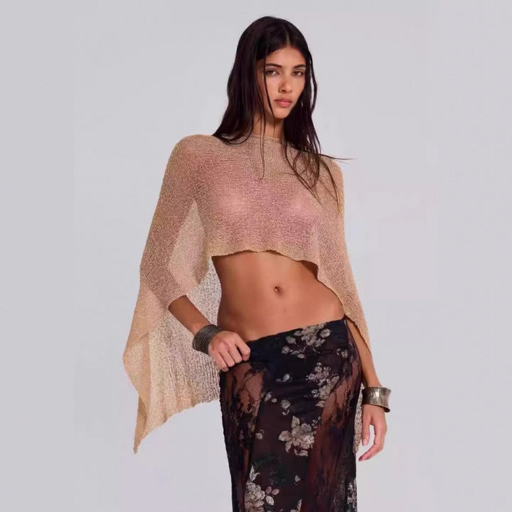 Irregular Cape And Shawl Sun Protection Shirt Women's Season Knitwear Top