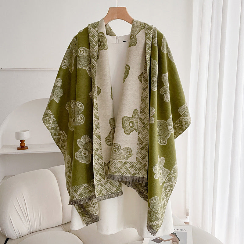 Warm Scarf Fashionable Outerwear Sweet Cute Double-sided Shawl