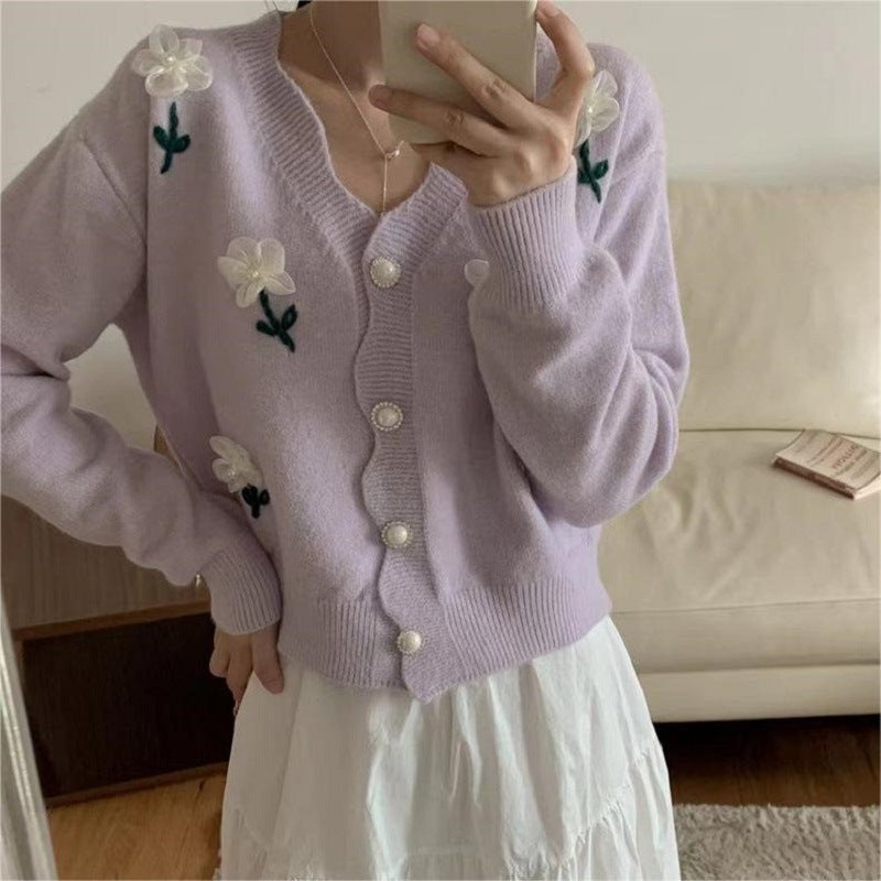 Flower Style Lace Collar Top