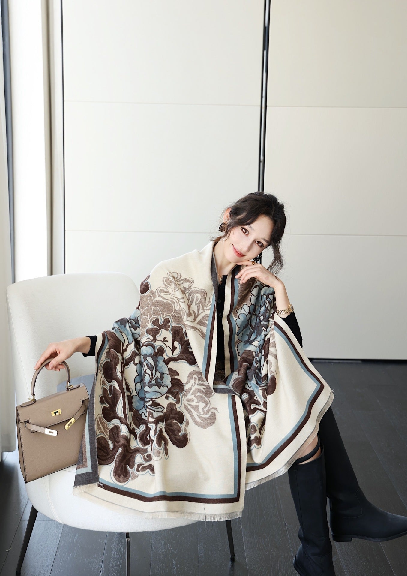 Autumn And Winter High Sense Office Shawl Dual-use Korean Style