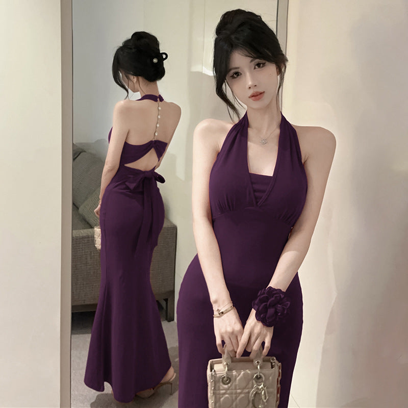 Chic And Beautiful Halter Strap Backless Sling Dress