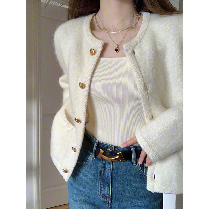 Women's Short Shoulder Knitted Cardigan Idle Style Casual Jacket