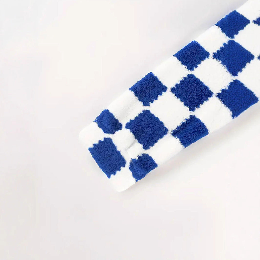 Warm Leisure Plaid Zipper Coat For Women