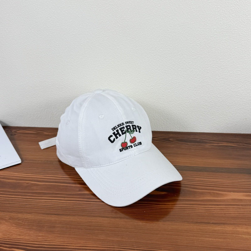 Cute Cartoon Embroidery Cherry Baseball Cap For Women