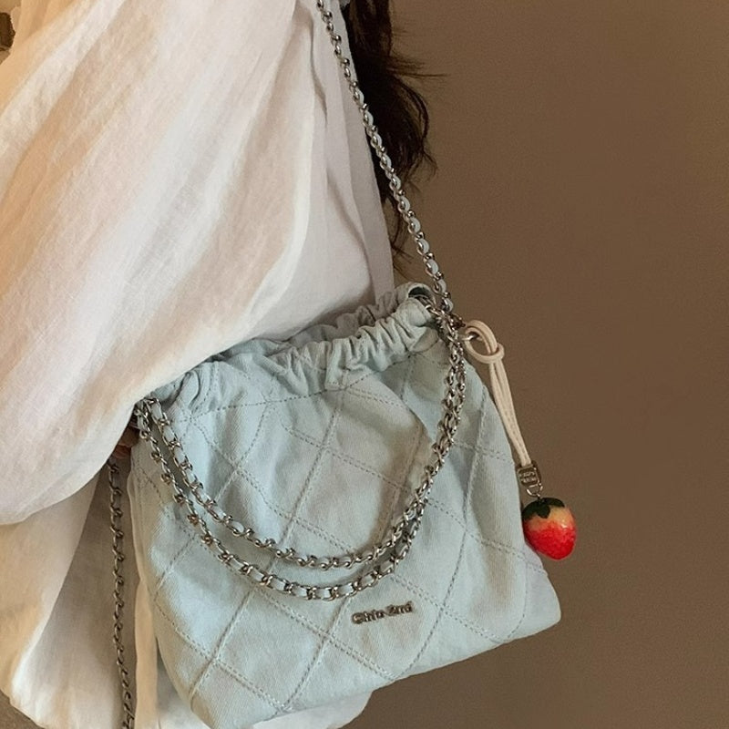 Sea Style Tipsy Light Blue Quilted Chain Bag Crossbody