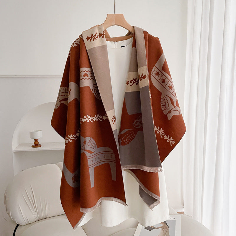 Warm Scarf Fashionable Outerwear Sweet Cute Double-sided Shawl
