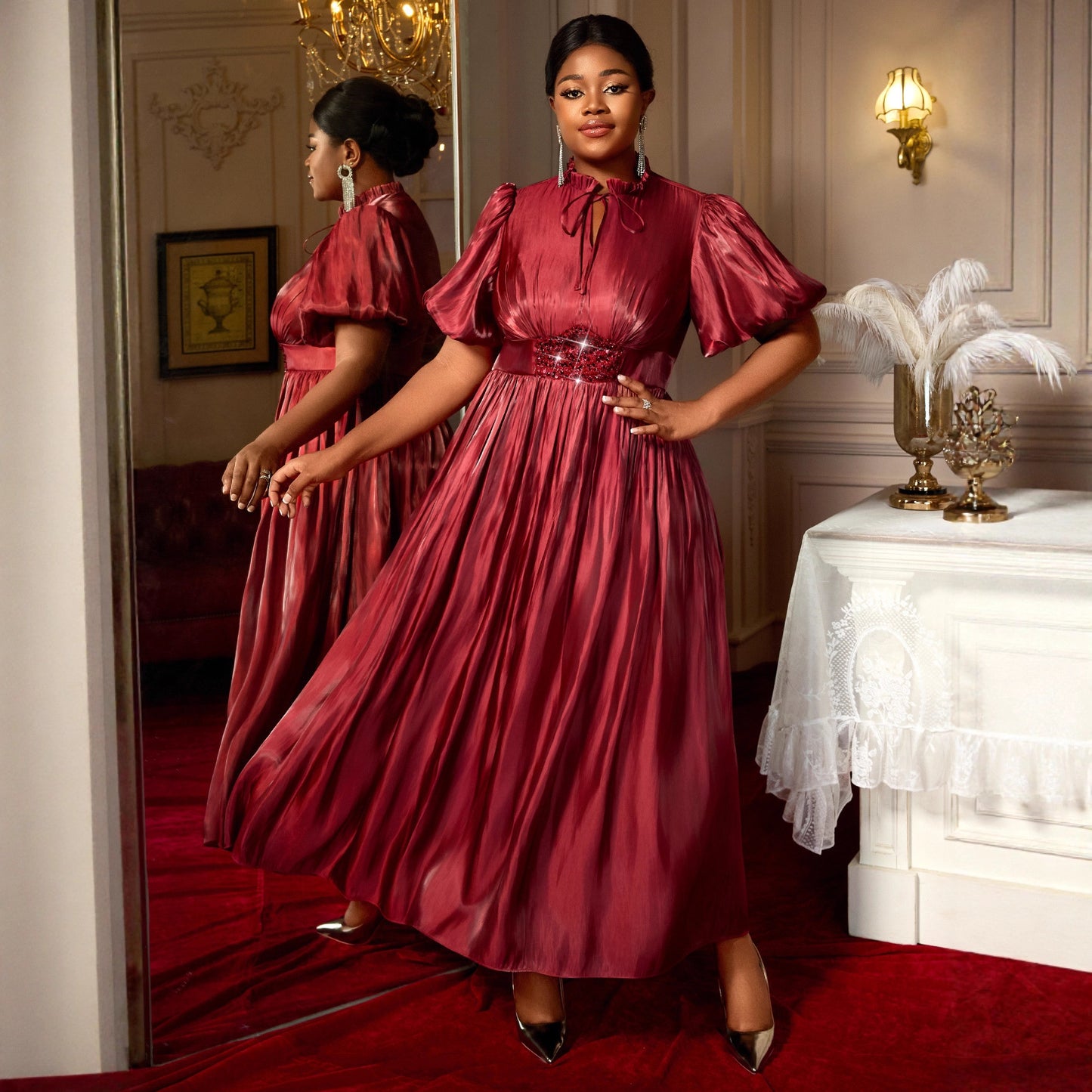 Versatile Lantern Bubble Sleeve Dress