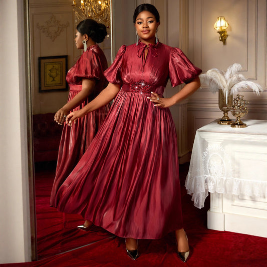 Versatile Lantern Bubble Sleeve Dress