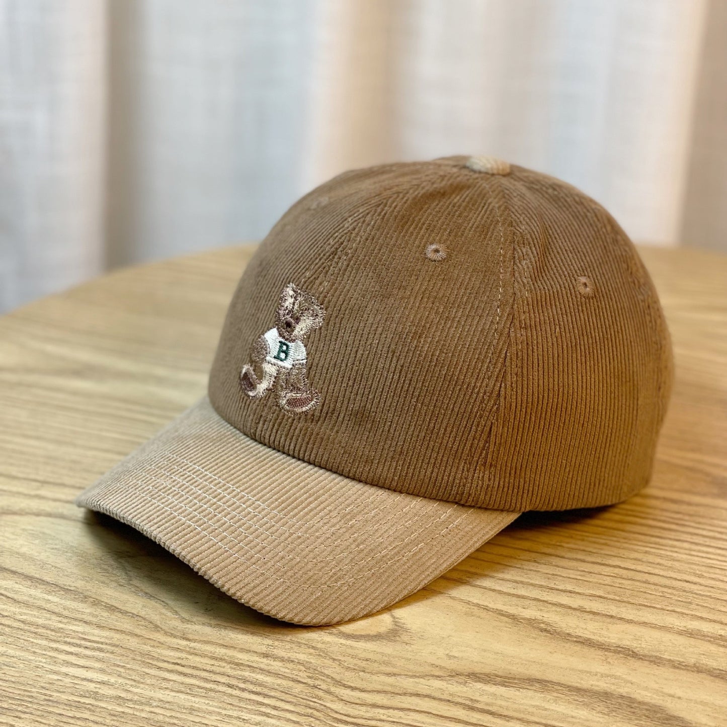 Color Matching Little Brown Bear Corduroy Peaked Cap