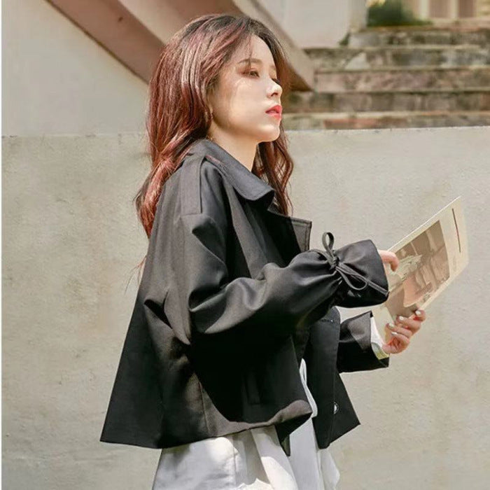 Korean Style Loose Fried Street Short Suit Trench Coat