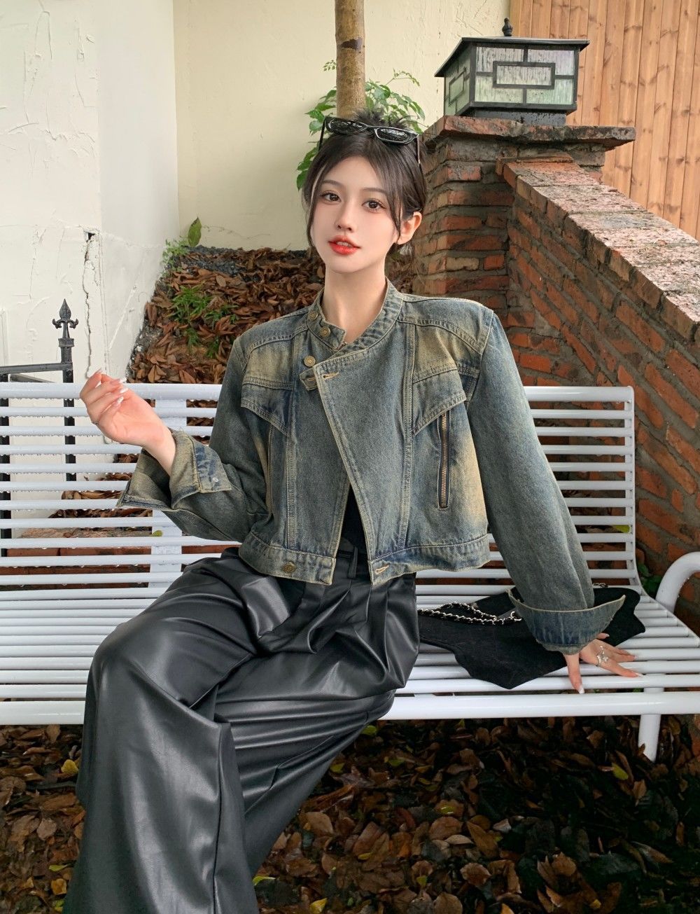 Trendy Upscale Retro Stand Collar Denim Coat