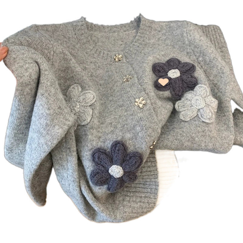 Women's Korean-style Flower Loose Sweater Autumn And Winter