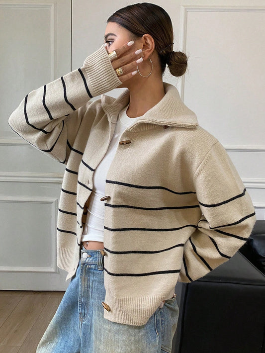 Contrast striped loose Cardigan