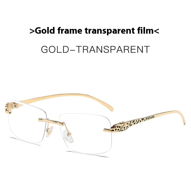 Women's Retro Cheetah Decorative Frameless Square Sunglasses
