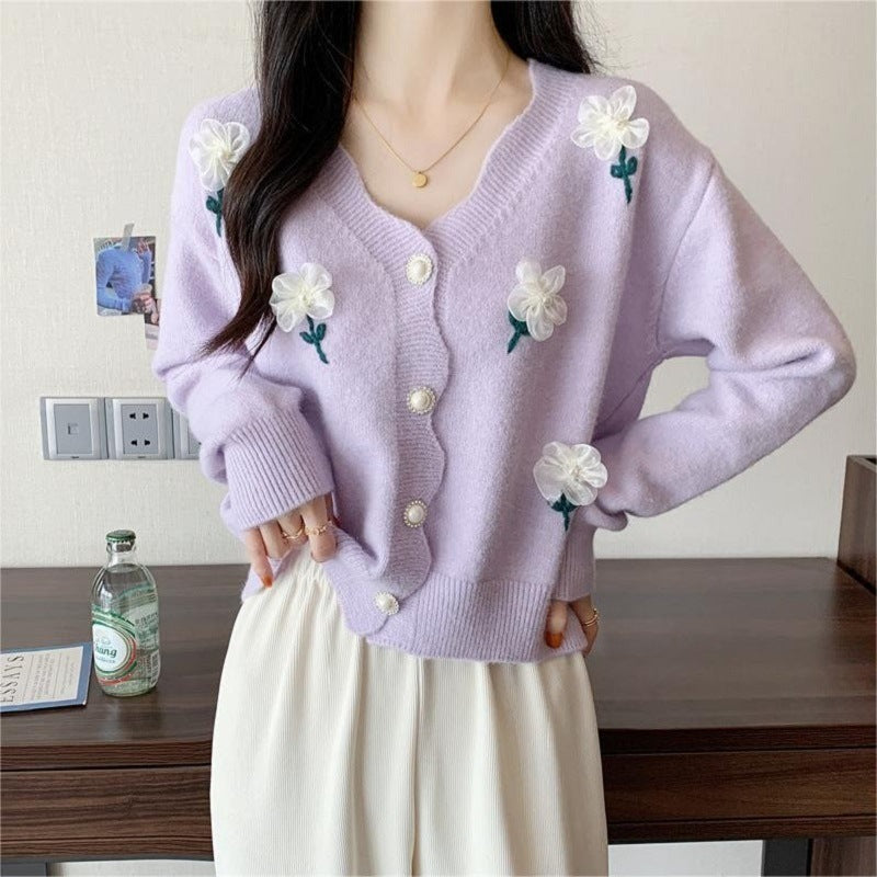 Flower Style Lace Collar Top