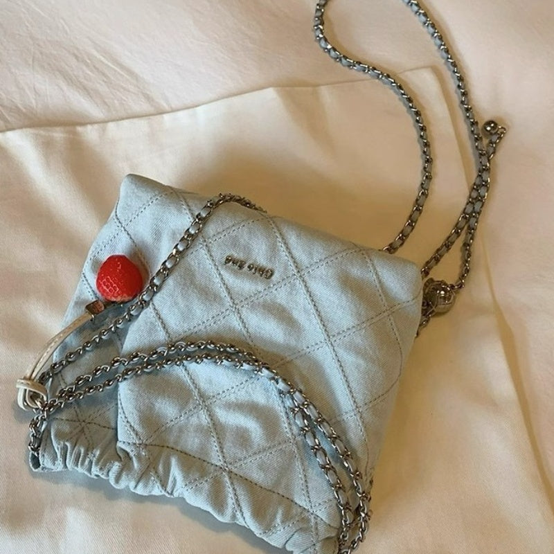 Sea Style Tipsy Light Blue Quilted Chain Bag Crossbody