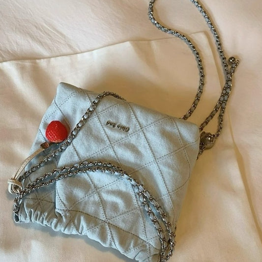 Sea Style Tipsy Light Blue Quilted Chain Bag Crossbody