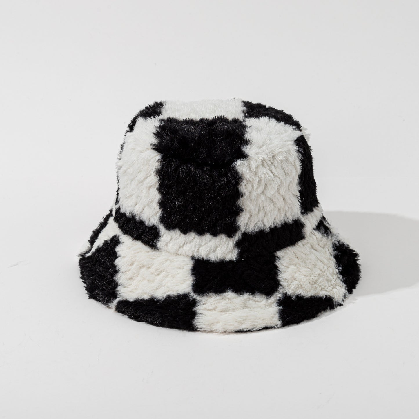 Square Plaid Plush Fisherman Hat