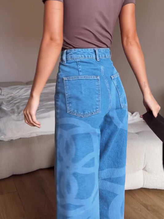 Blue Denim Wide-leg Jeans