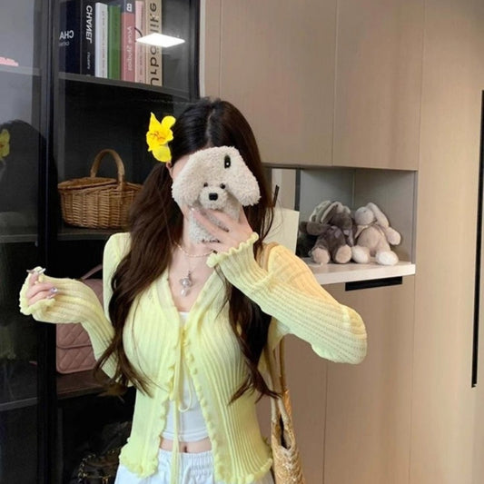 Design Sense Knotted Short Blouse Sweet Style Top