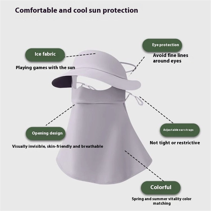 Vinyl Mask Soft Top All-inclusive Integrated Neck Protection Ice Silk UV-proof Outdoor Sun Hat