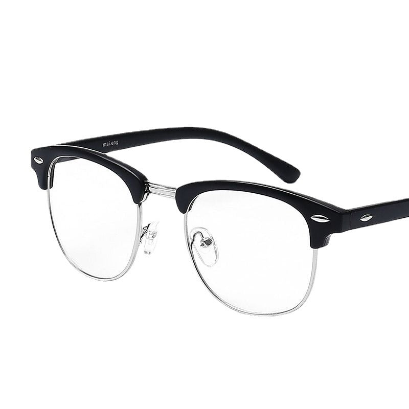 Simple Black Semi-rimless Myopia Glasses