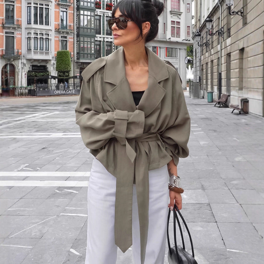 Chic Lace Up Trench Jacket