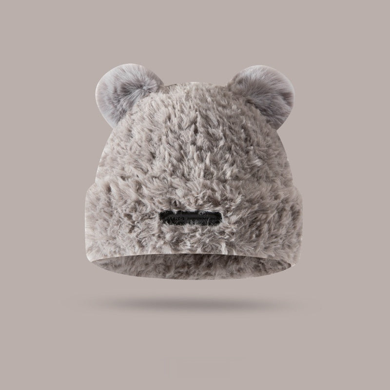 Winter Bear Plush Knitted Earflaps Cap