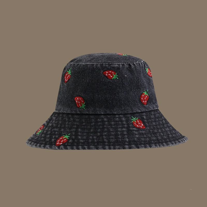 Women's Korean-style All-match Embroidered Strawberry Hat