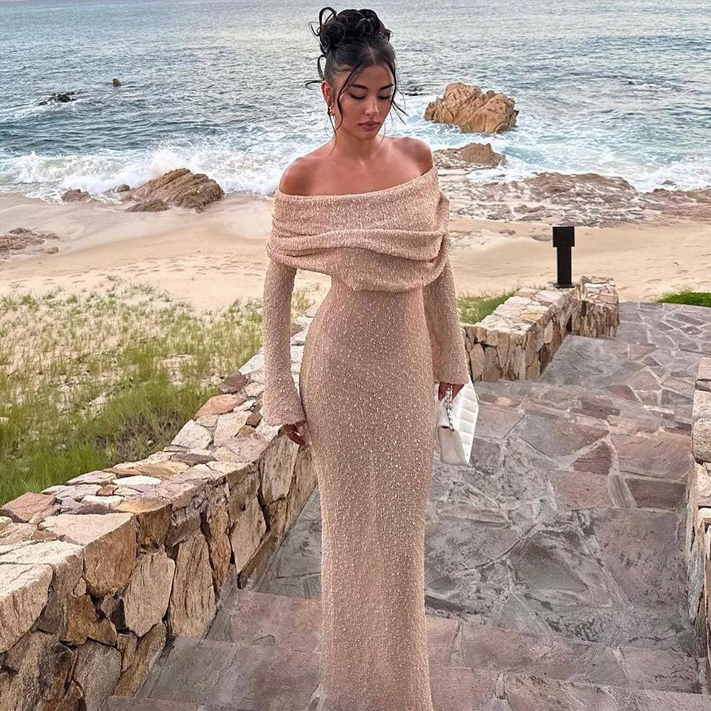 Beach Knitted Off Shoulders Dress
