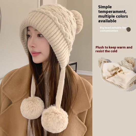 Idle Style Thick Double-layer Ear Protection Cold-proof Shuttlecock Rabbit Fur Hat